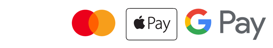 Visa, Mastercard, Apple Pay, Google Pay